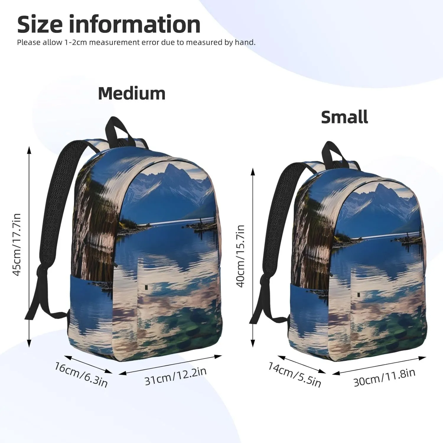 Canvas Backpack National park lake Travel Laptop Backpack Casual Daypack Carry On Rucksack for Men Women Small