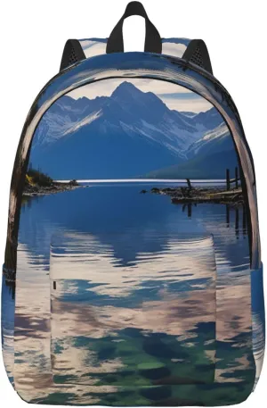Canvas Backpack National park lake Travel Laptop Backpack Casual Daypack Carry On Rucksack for Men Women Small
