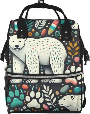 Canvas Bag Large Capacity Backpack For Women Polar Bear Nail Petiole Travel Back Pack With Pockets