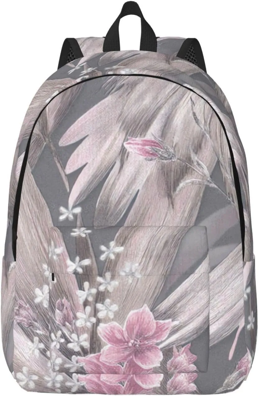 Canvas Casual Backpack Laptop Bag Suitable for Travel Office Outdoor Sports Men and Women Abstract Flowers