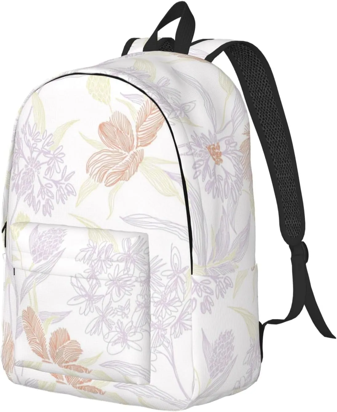 Canvas Casual Backpack Laptop Bag Suitable for Travel Office Outdoor Sports Men and Women Abstract Flowers