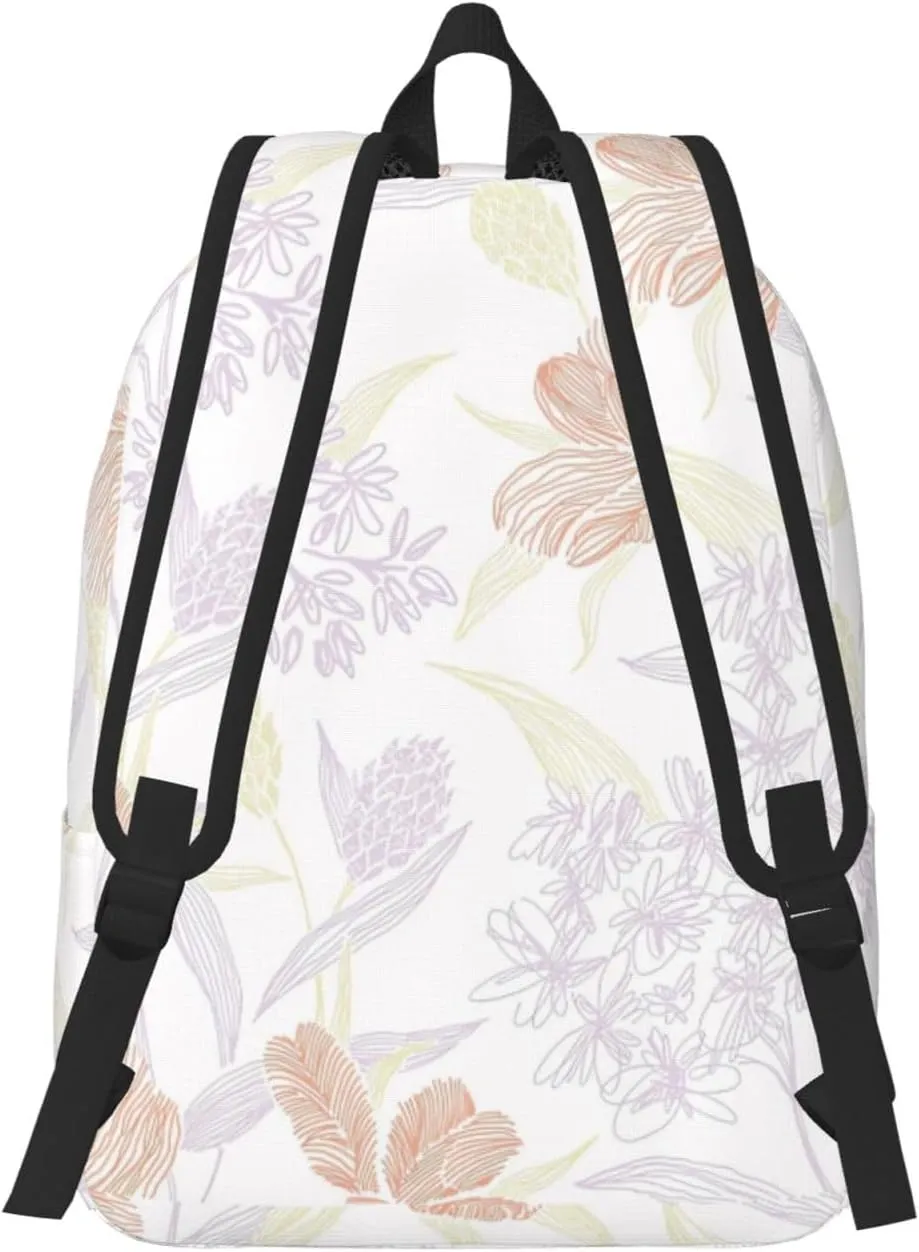 Canvas Casual Backpack Laptop Bag Suitable for Travel Office Outdoor Sports Men and Women Abstract Flowers