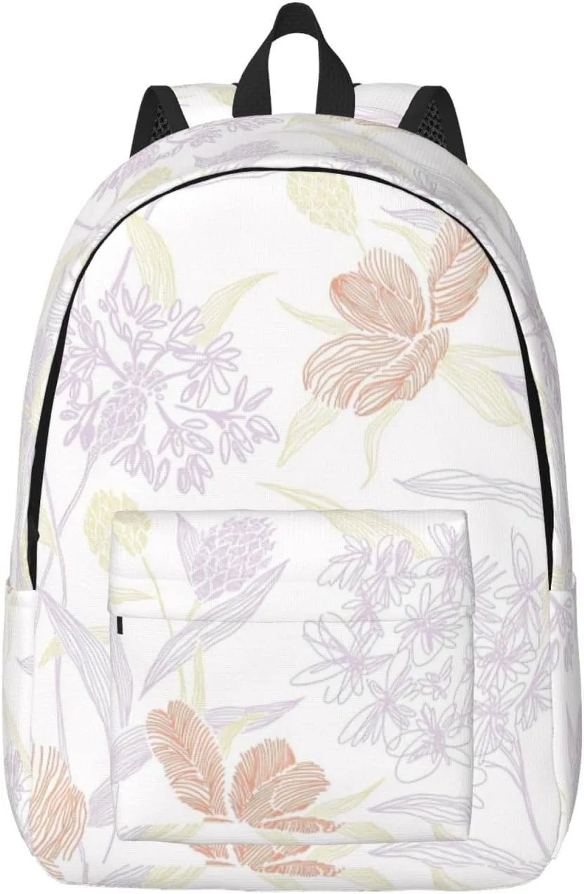 Canvas Casual Backpack Laptop Bag Suitable for Travel Office Outdoor Sports Men and Women Abstract Flowers