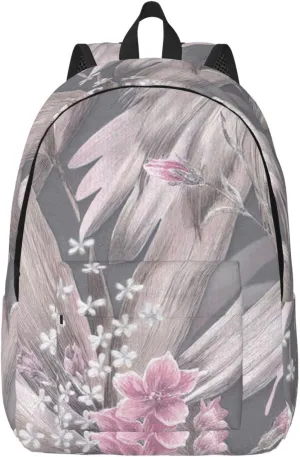 Canvas Casual Backpack Laptop Bag Suitable for Travel Office Outdoor Sports Men and Women Abstract Flowers