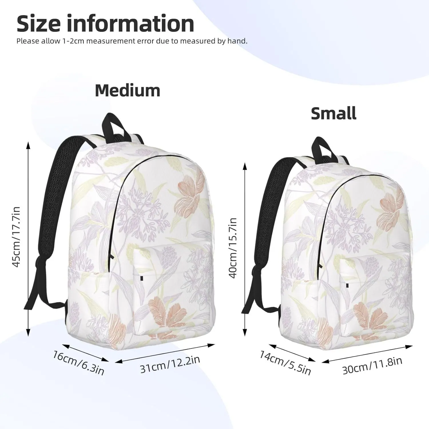 Canvas Casual Backpack Laptop Bag Suitable for Travel Office Outdoor Sports Men and Women Abstract Flowers