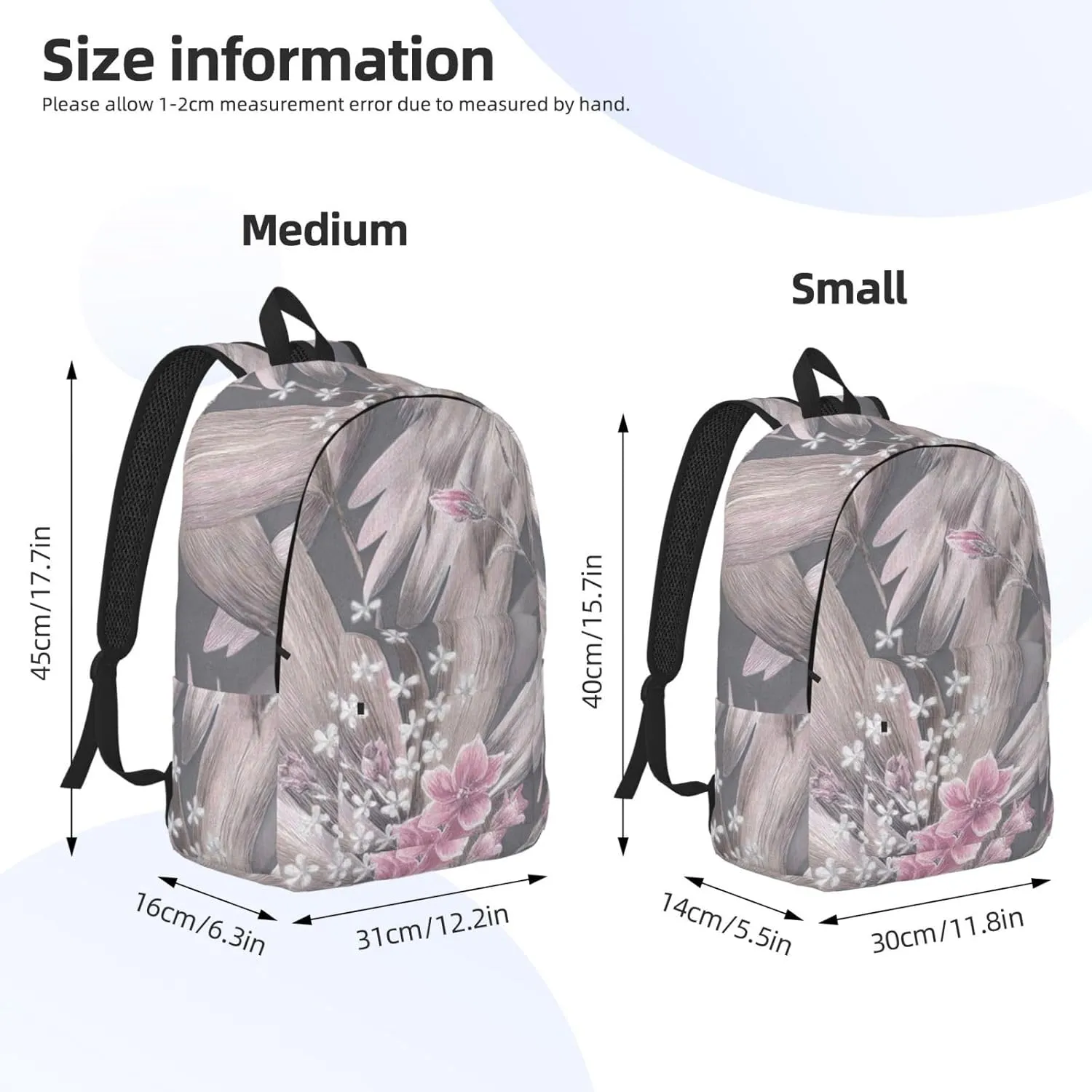 Canvas Casual Backpack Laptop Bag Suitable for Travel Office Outdoor Sports Men and Women Abstract Flowers