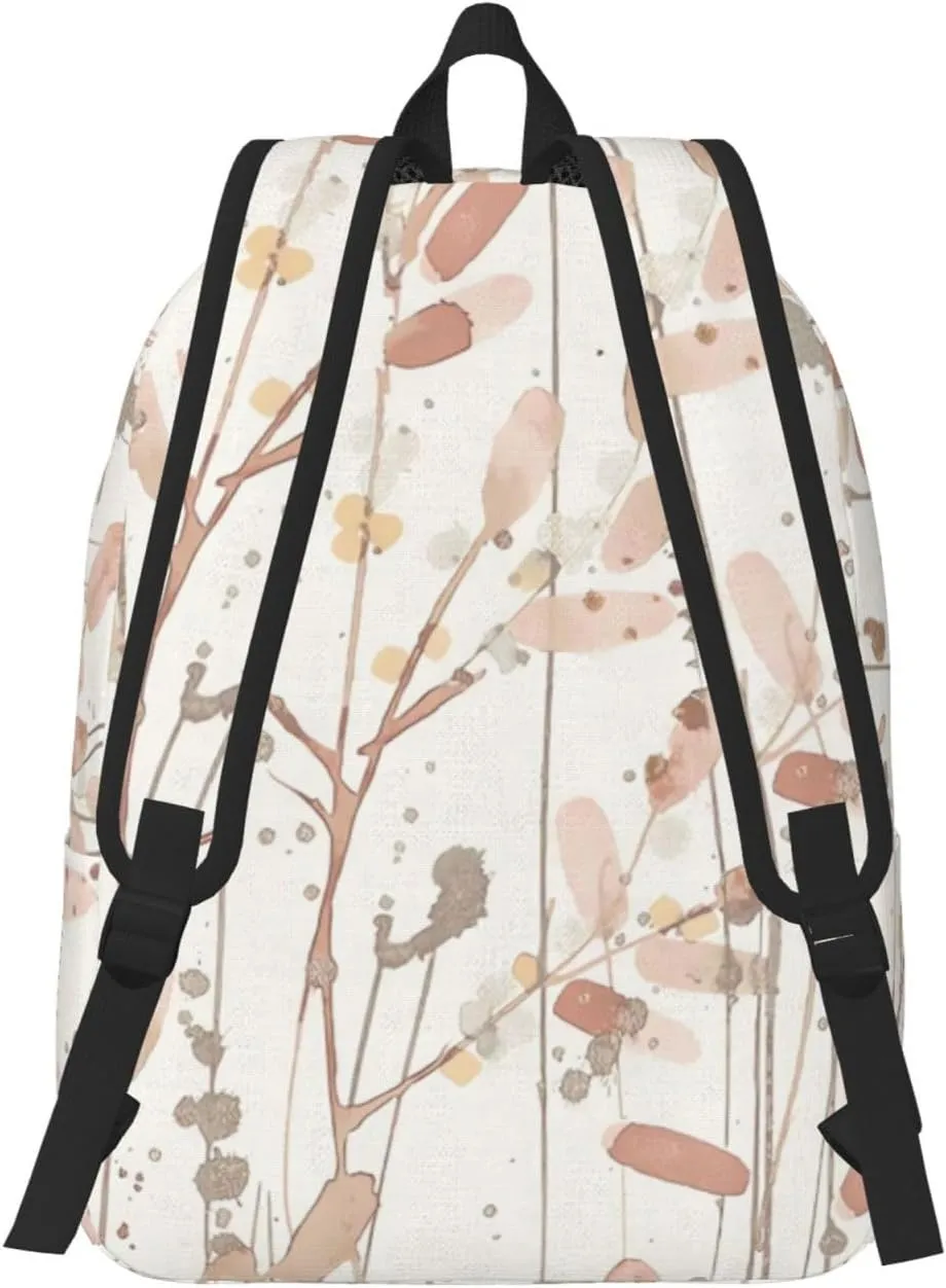 Canvas Casual Backpack Laptop Bag Suitable for Travel Office Outdoor Sports Men and Women Abstract Leaf