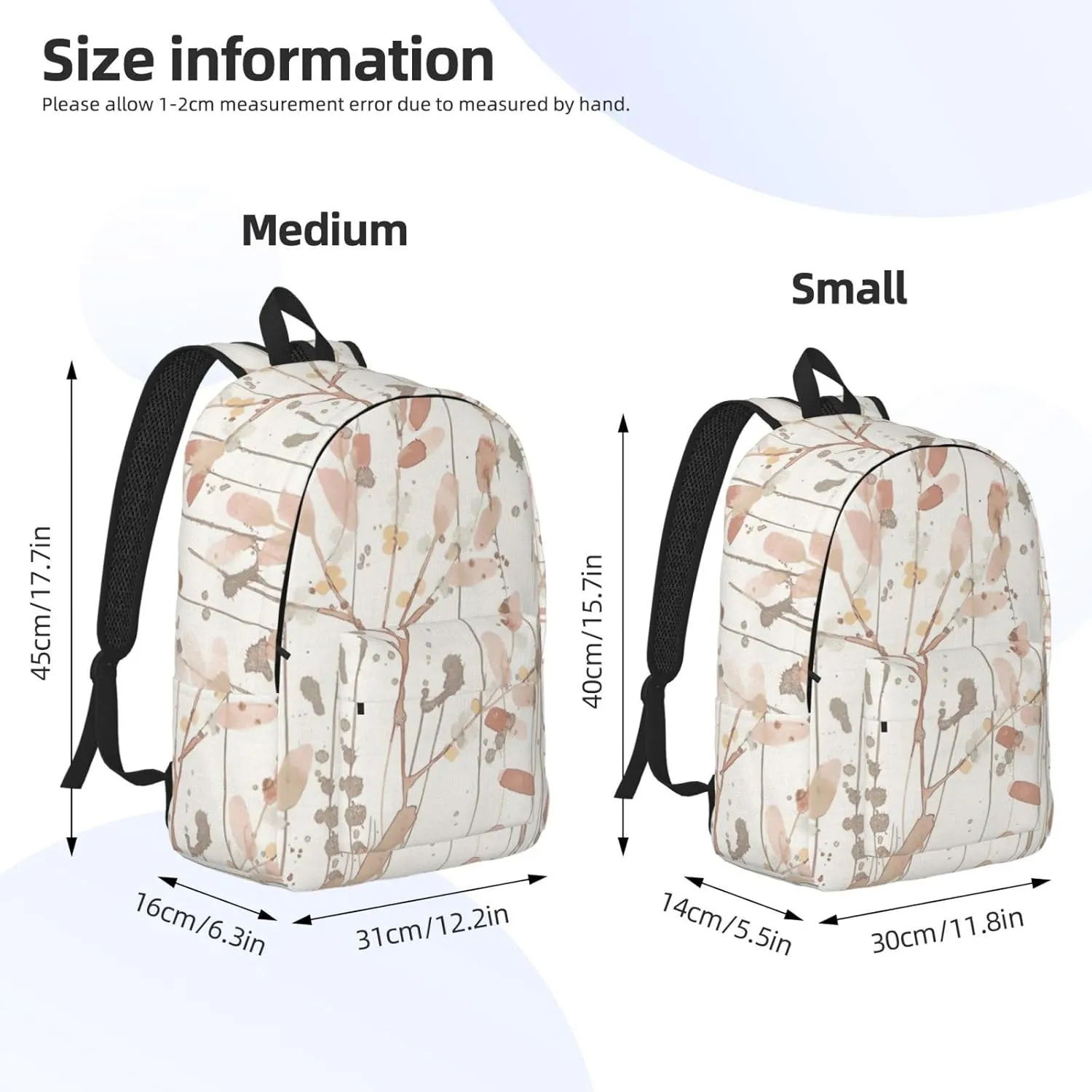 Canvas Casual Backpack Laptop Bag Suitable for Travel Office Outdoor Sports Men and Women Abstract Leaf