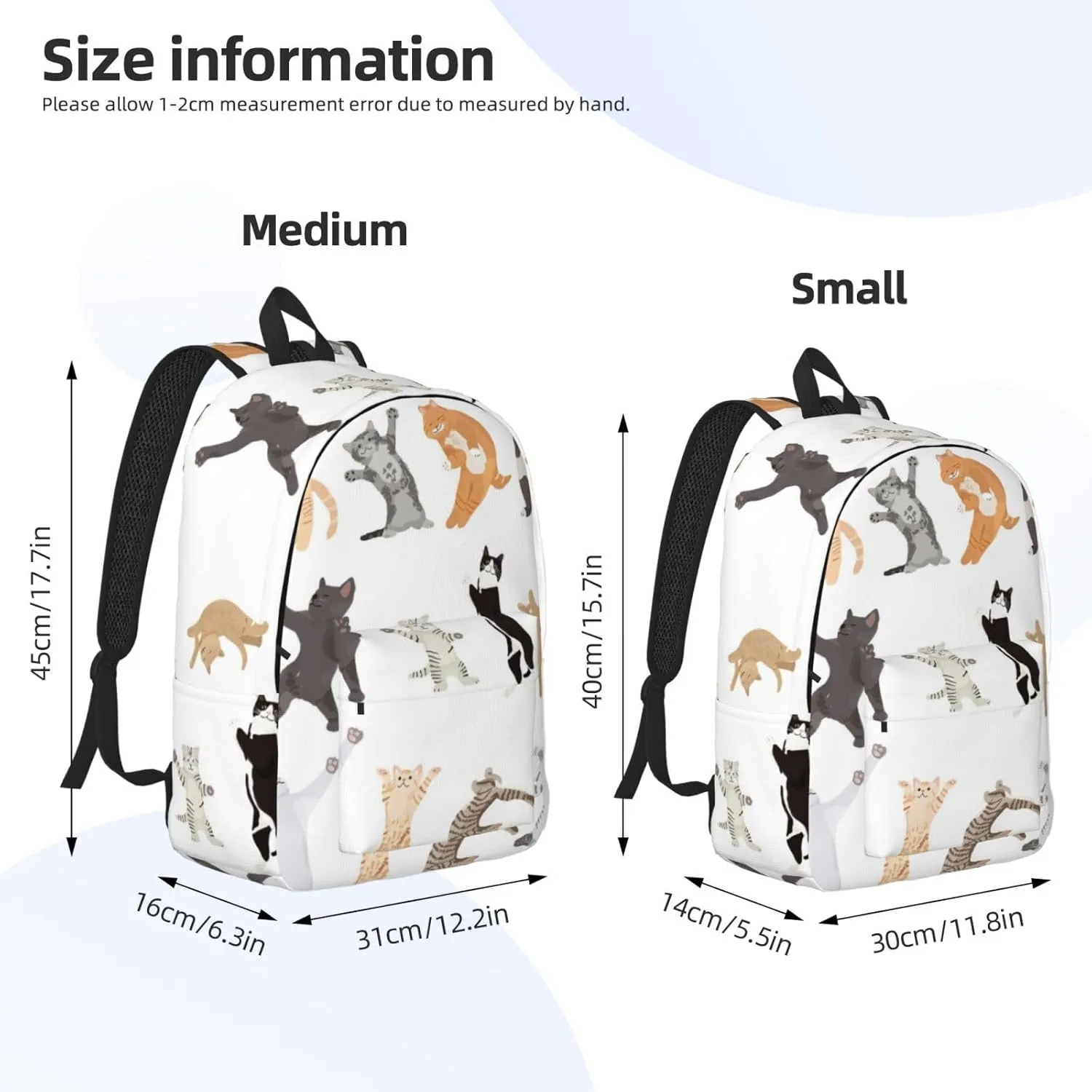 Canvas Casual Backpack Laptop Bag Suitable for Travel Office Outdoor Sports Men and Women Cats