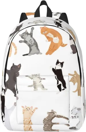 Canvas Casual Backpack Laptop Bag Suitable for Travel Office Outdoor Sports Men and Women Cats