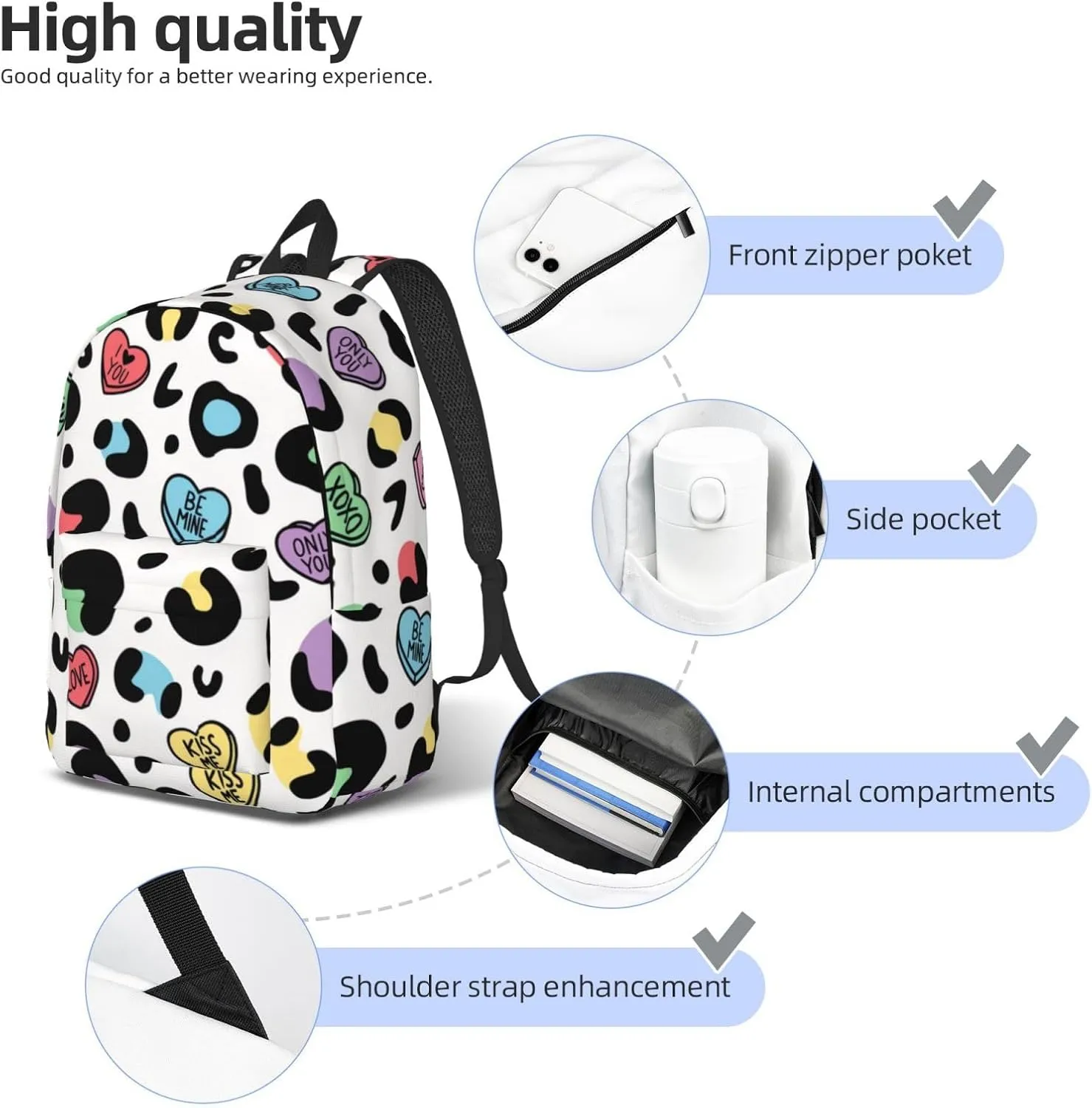 Canvas Casual Backpack Laptop Bag Suitable for Travel Office Outdoor Sports Men and Women Colour Leopard