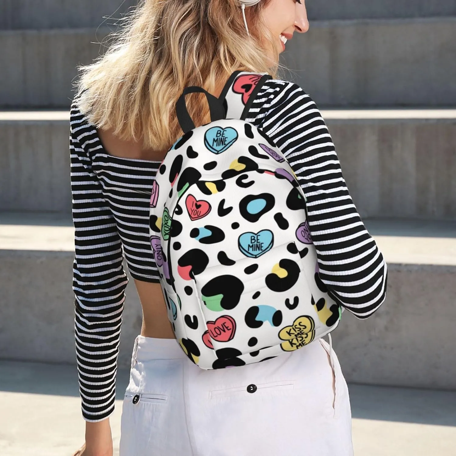 Canvas Casual Backpack Laptop Bag Suitable for Travel Office Outdoor Sports Men and Women Colour Leopard