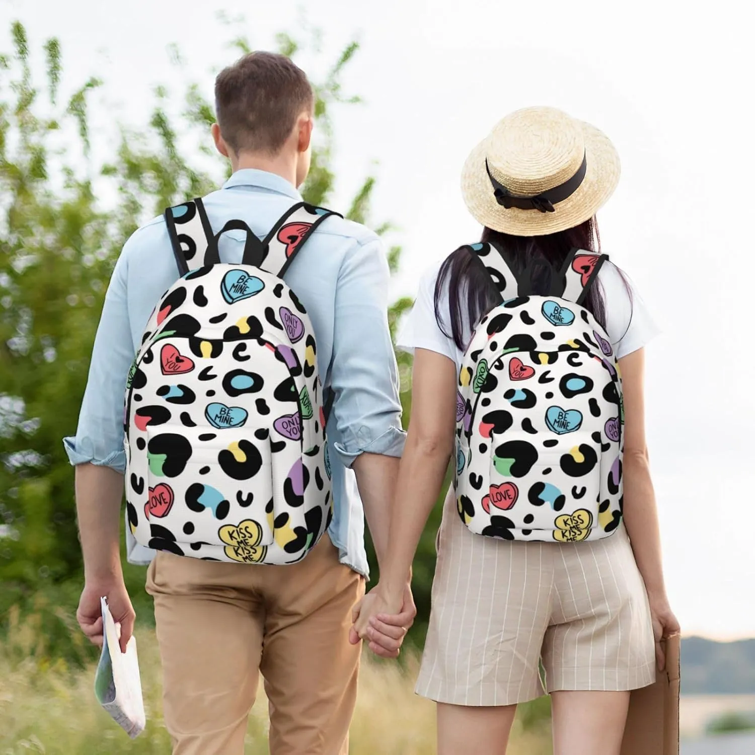 Canvas Casual Backpack Laptop Bag Suitable for Travel Office Outdoor Sports Men and Women Colour Leopard