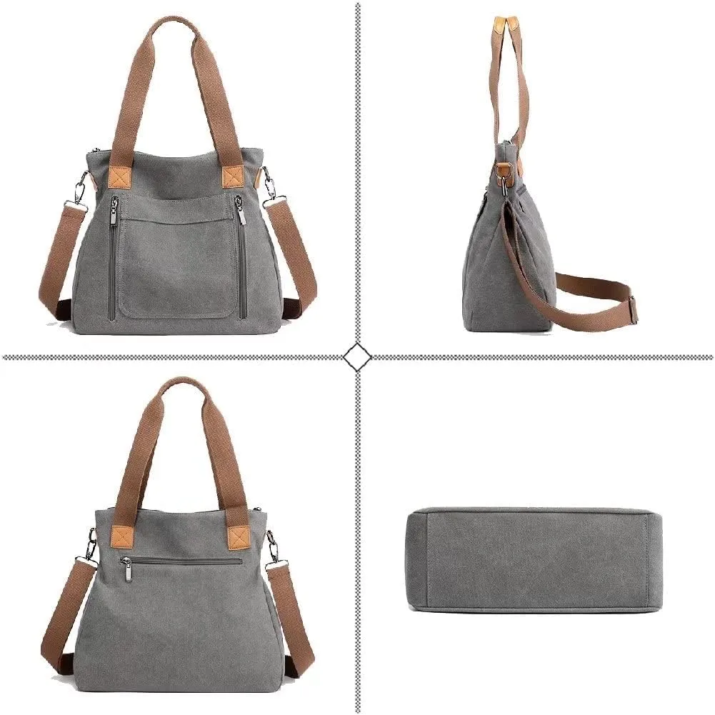 Canvas Handbag for Women Cloth Tote Shoulder Purses Hobo Casual Crossbody Bag Large Top Handle Shopper Bag