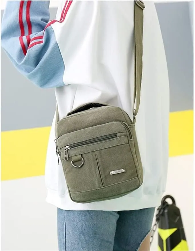 Canvas Shoulder Bag Canvas Crossbody Backpack Outdoor Leisure Travel Portable Shoulder Bag Suitable for Men and Women