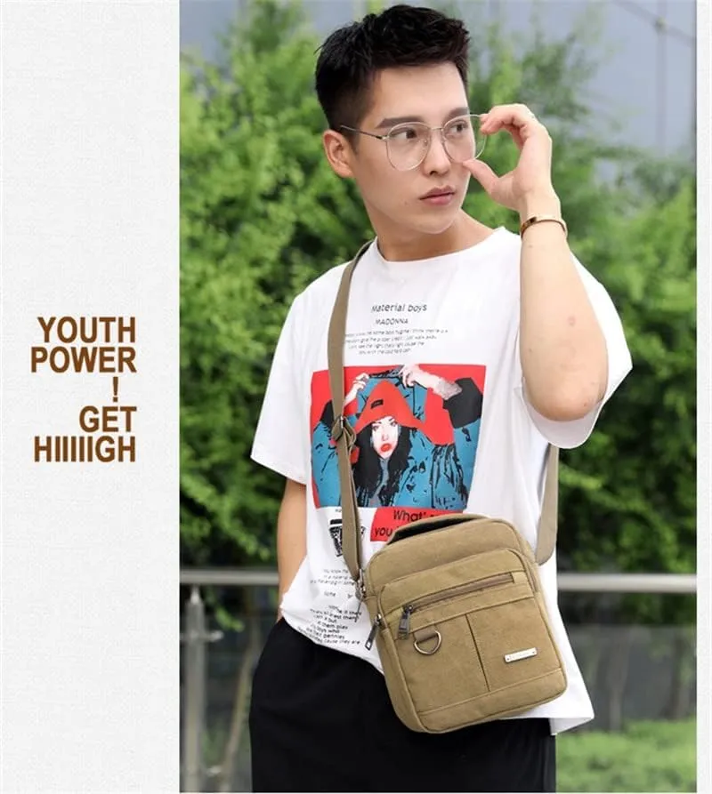 Canvas Shoulder Bag Canvas Crossbody Backpack Outdoor Leisure Travel Portable Shoulder Bag Suitable for Men and Women
