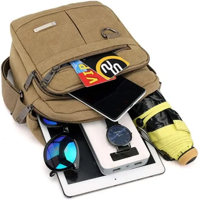 Canvas Shoulder Bag Canvas Crossbody Backpack Outdoor Leisure Travel Portable Shoulder Bag Suitable for Men and Women