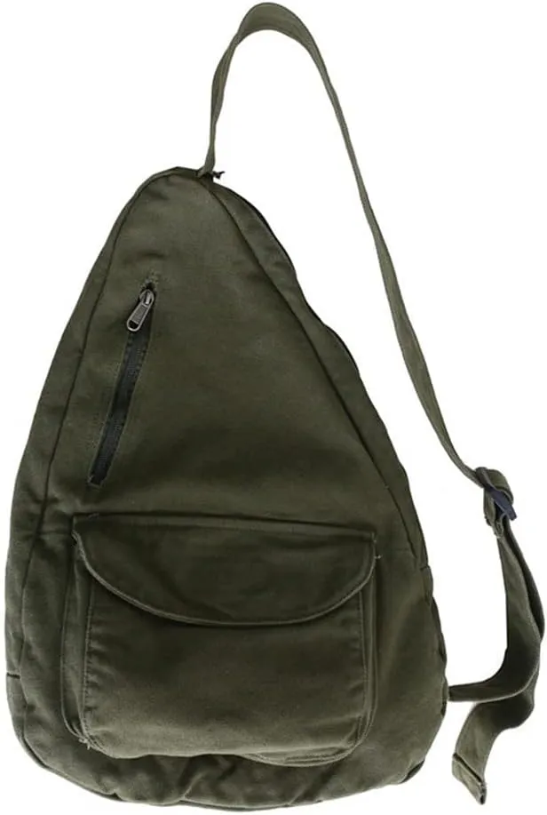 Canvas Sling Bag Backpack, Crossbody Shoulder Chest Bag with Adjustable Strap for Men Women Travel Hiking (Green)
