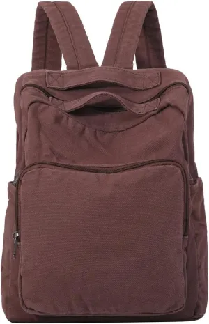 Canvas Small Backpack Purse for Women Cute Aesthetic Mini Backpack for Teen Girls Ladies Vintage School Bookbag Purse (Coffee Color)