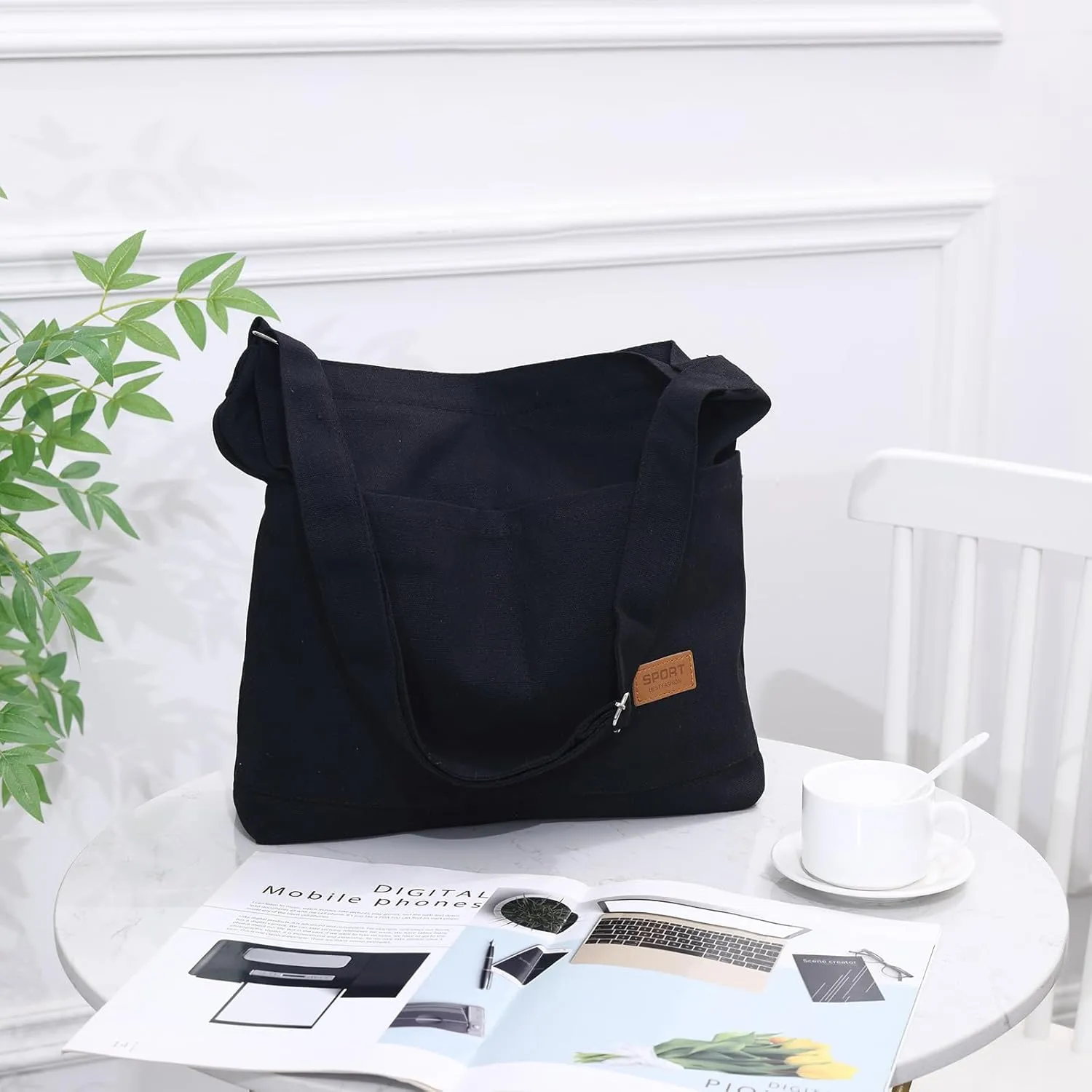 Canvas Tote Bag for Women - Crossbody, Shoulder, Travel & Beach Bag
