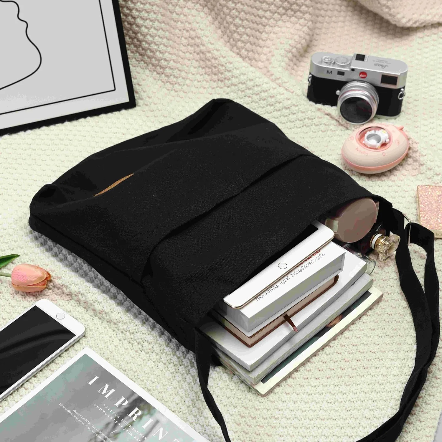 Canvas Tote Bag for Women - Crossbody, Shoulder, Travel & Beach Bag
