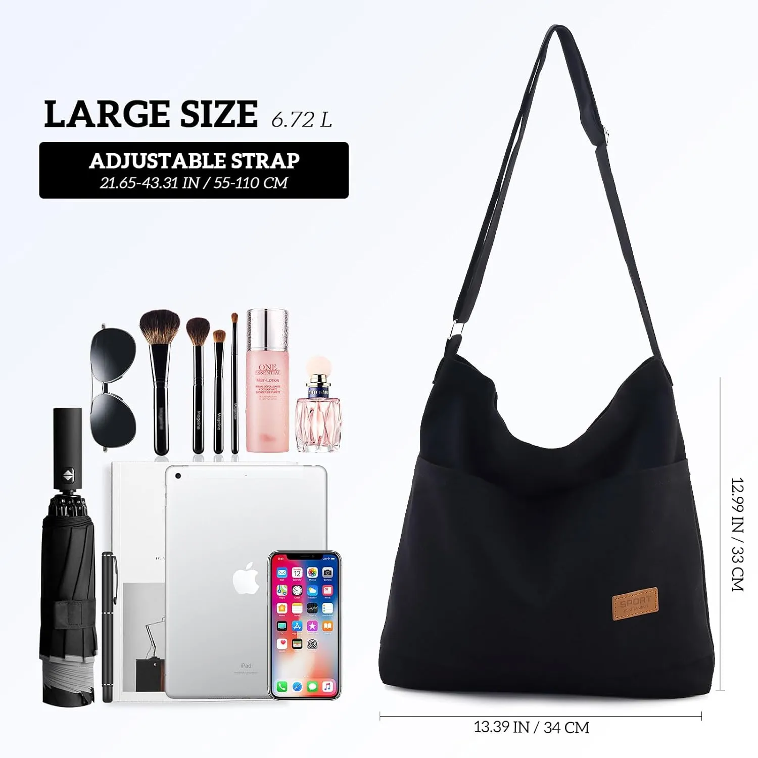 Canvas Tote Bag for Women - Crossbody, Shoulder, Travel & Beach Bag