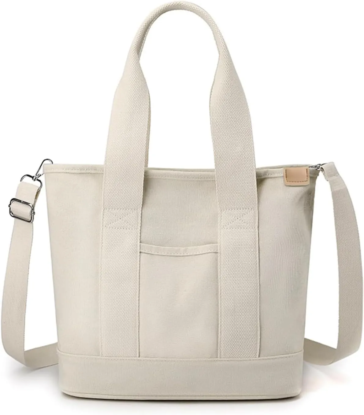 Canvas Tote Bag with Compartments Crossbody Shoulder Handbag with Multi Pockets Everything Tote Bag for Women