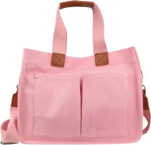 Canvas Tote Bag with Multi-pocket for Women Handbags Casual Hobo Crossbody Messenger Shoulder Bag