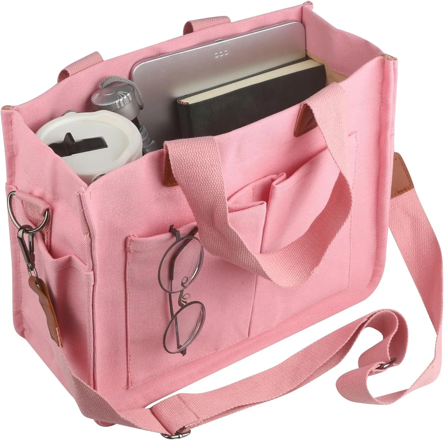Canvas Tote Bag with Multi-pocket for Women Handbags Casual Hobo Crossbody Messenger Shoulder Bag