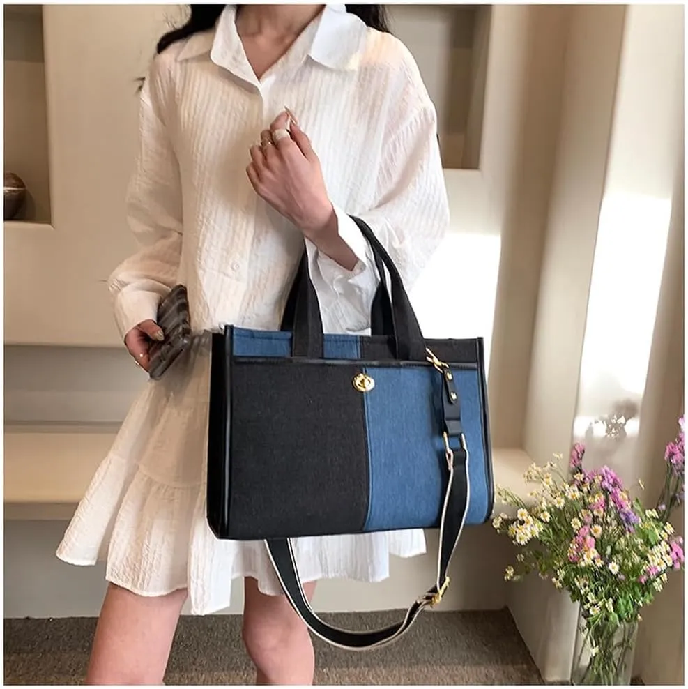 Canvas Tote Bag Women Large Denim Shoulder Bag Vintage Satchels Cute Hobo Bags Work Travel College Casual Tote Handbag