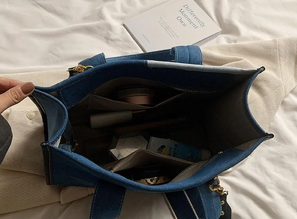 Canvas Tote Bag Women Large Denim Shoulder Bag Vintage Satchels Cute Hobo Bags Work Travel College Casual Tote Handbag