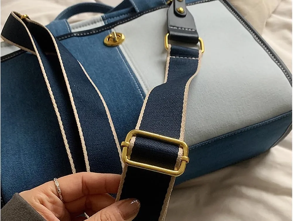 Canvas Tote Bag Women Large Denim Shoulder Bag Vintage Satchels Cute Hobo Bags Work Travel College Casual Tote Handbag