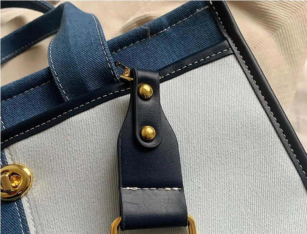 Canvas Tote Bag Women Large Denim Shoulder Bag Vintage Satchels Cute Hobo Bags Work Travel College Casual Tote Handbag