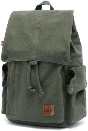 Canvas Vintage Backpack Casual Outdoor Daypack Rucksack for Men Women 15.6inch Laptop Hiking Travel Backpacks (ARMY GREEN)