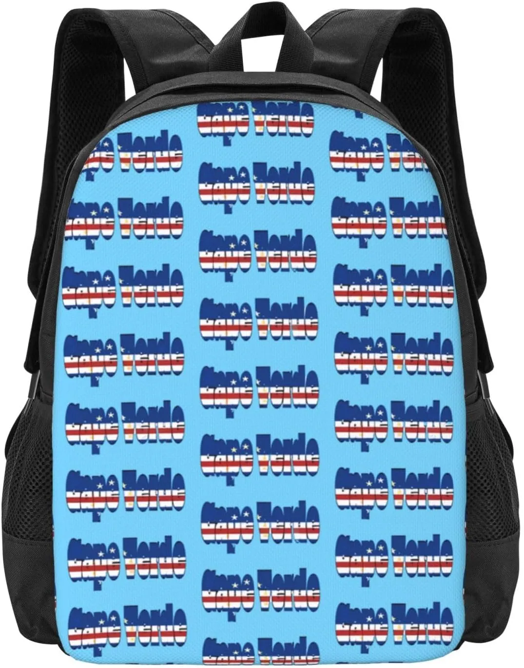 Cape Verde Cape Verdean Flag Casual Backpack Large Capacity Backpacks 15 Inch Laptop Back Pack Travel Rucksack Daypack Commuter Bags with Adjustable Strap for Camping