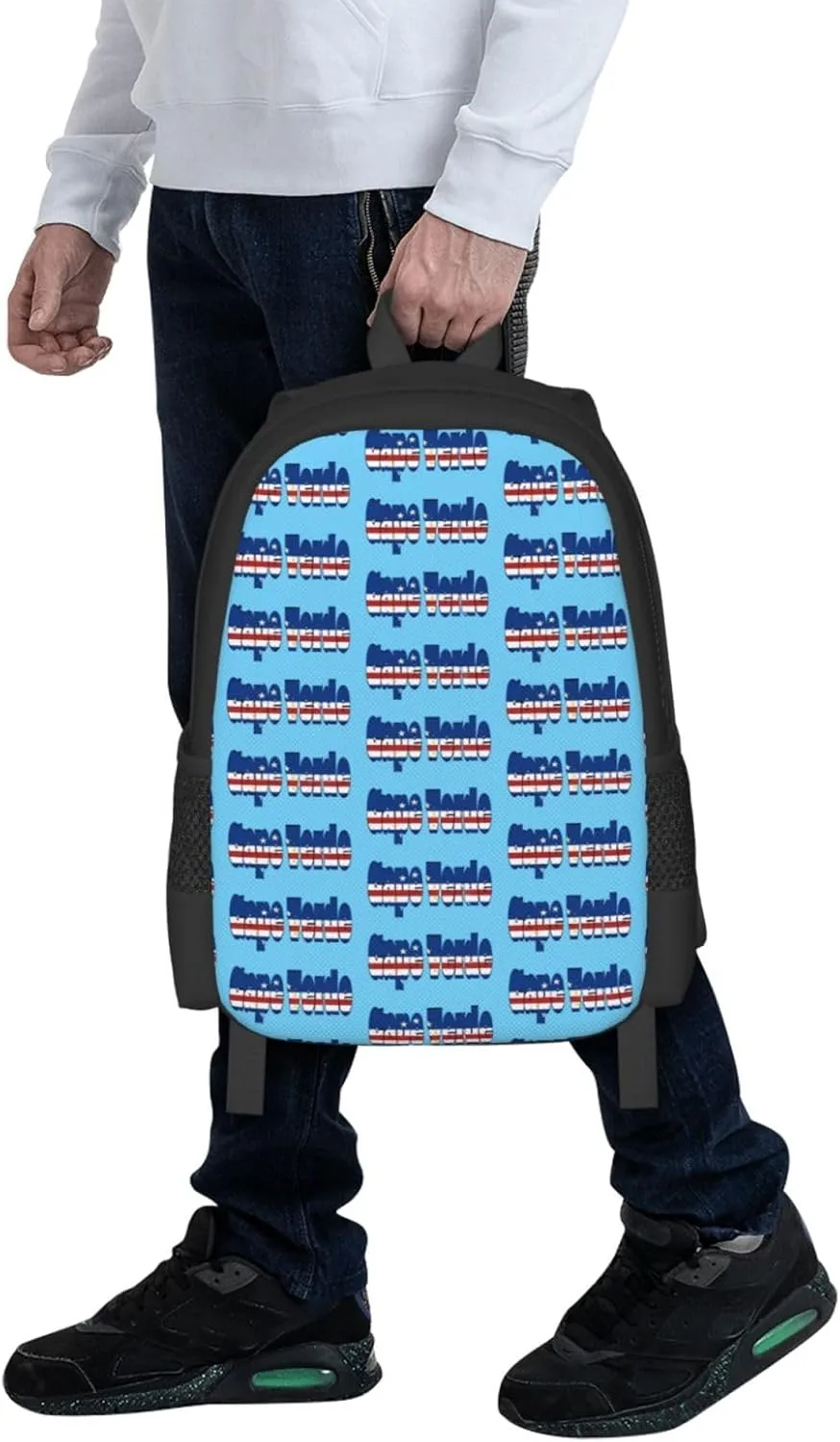 Cape Verde Cape Verdean Flag Casual Backpack Large Capacity Backpacks 15 Inch Laptop Back Pack Travel Rucksack Daypack Commuter Bags with Adjustable Strap for Camping