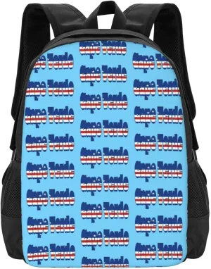 Cape Verde Cape Verdean Flag Casual Backpack Large Capacity Backpacks 15 Inch Laptop Back Pack Travel Rucksack Daypack Commuter Bags with Adjustable Strap for Camping