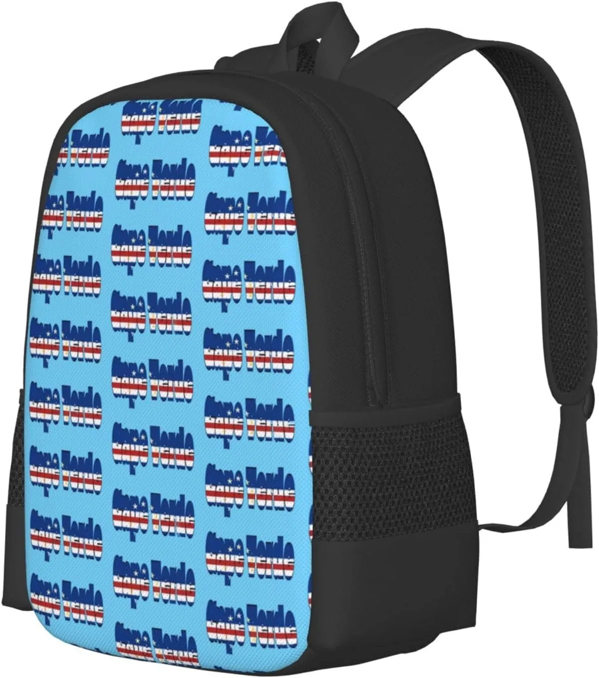 Cape Verde Cape Verdean Flag Casual Backpack Large Capacity Backpacks 15 Inch Laptop Back Pack Travel Rucksack Daypack Commuter Bags with Adjustable Strap for Camping
