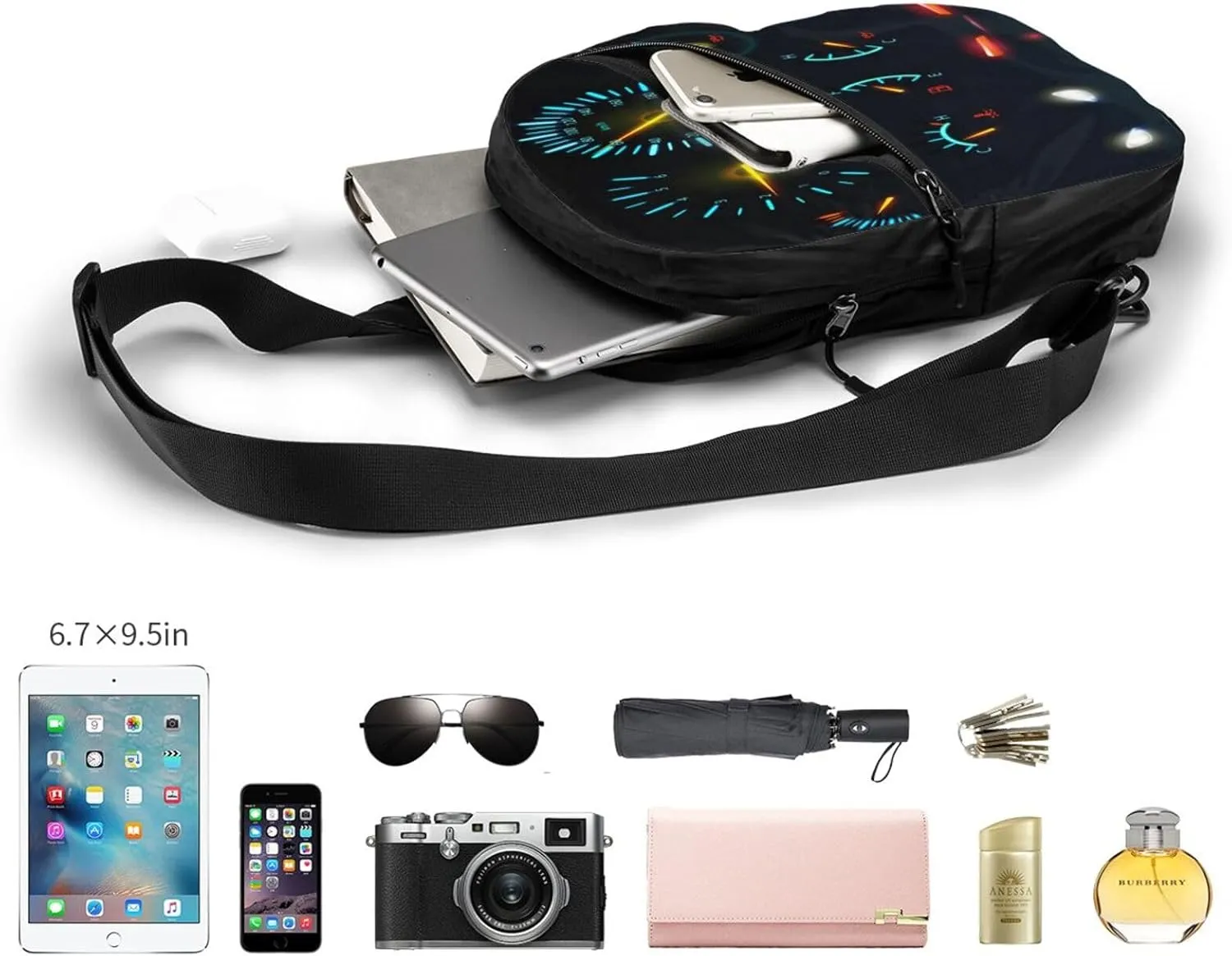 Car Dashboard Indicators Scales Sling Bag for Men Women, Small Crossbody Sling Backpack Shoulder Chest Bag, Anti Theft Travel Hiking Sports