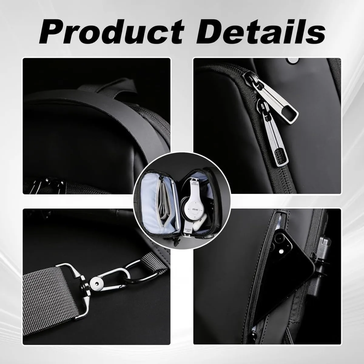 Carbon Fiber Streamline Anti-theft Sling Bag - 2025 New USB Charging Sport Sling, Waterproof Shoulder Backpack (Black)