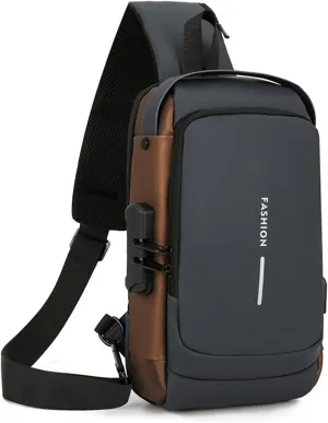 Carbon Fiber Streamline Anti-theft Sling Bag - 2025 New USB Charging Sport Sling, Waterproof Shoulder Backpack (Gray)
