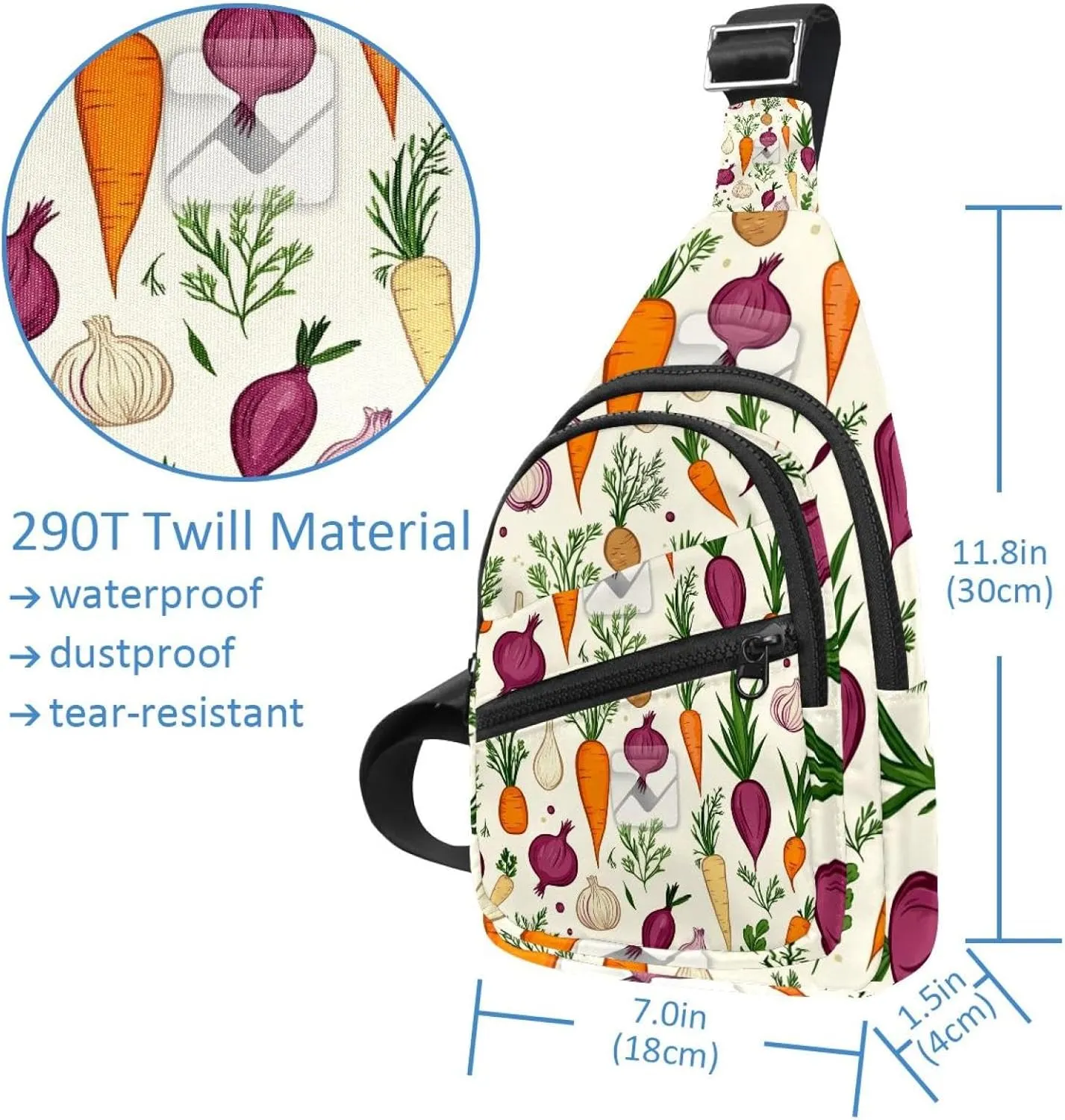 Carrots beets potatoes onions garlic (2) Sling Bag for Women Men Backpack Fanny Pack Crossbody Chest Travel Shoulder Belt Bags Purse Handbag