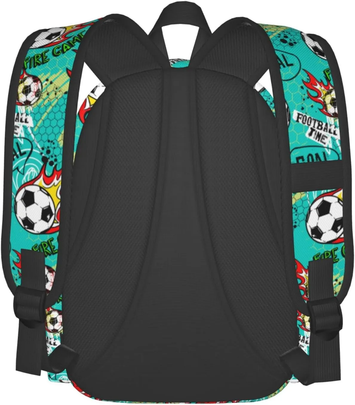 Carton Football Time Fire Goal Game Laptop Backpack Shoulder Bag Laptop Pack Travel Backpacks Commuter Back Pack Casual Daypack Bags With Side Pockets
