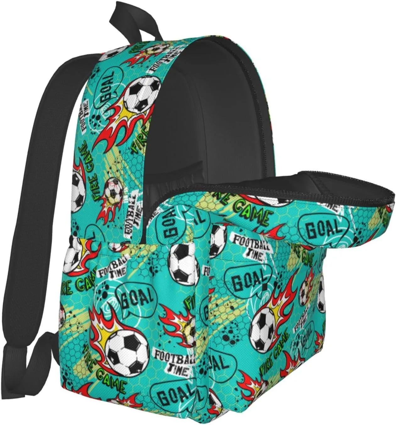 Carton Football Time Fire Goal Game Laptop Backpack Shoulder Bag Laptop Pack Travel Backpacks Commuter Back Pack Casual Daypack Bags With Side Pockets