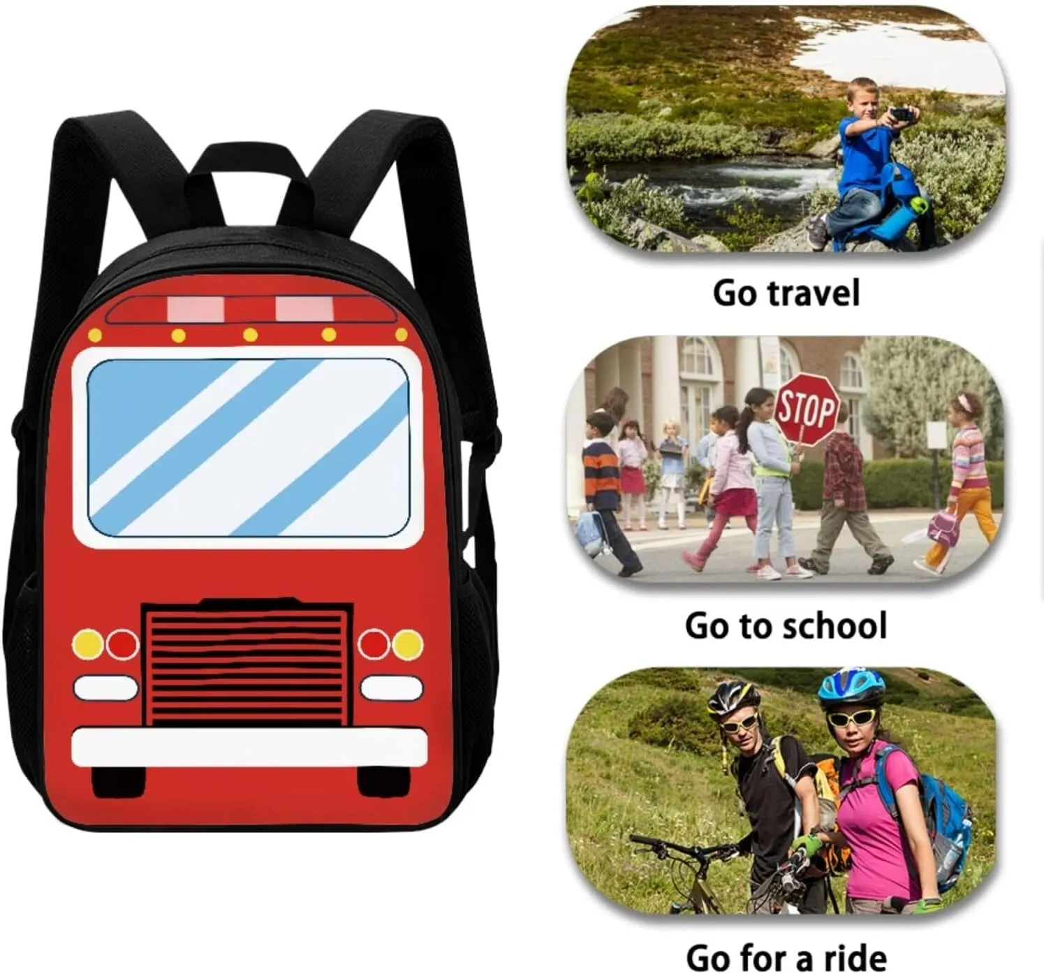 Cartoon Car Girls Backpack for School Boys School Bag with Adjustable Shoulder Strap Fashion Backpack and Lunch Box Pencil Case Set 3 In 1 School Bookbags for Kids 3-5 Primary School