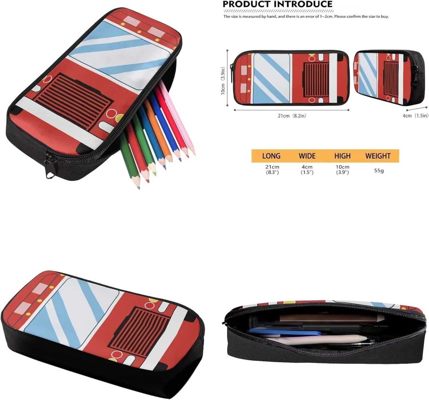 Cartoon Car Girls Backpack for School Boys School Bag with Adjustable Shoulder Strap Fashion Backpack and Lunch Box Pencil Case Set 3 In 1 School Bookbags for Kids 3-5 Primary School