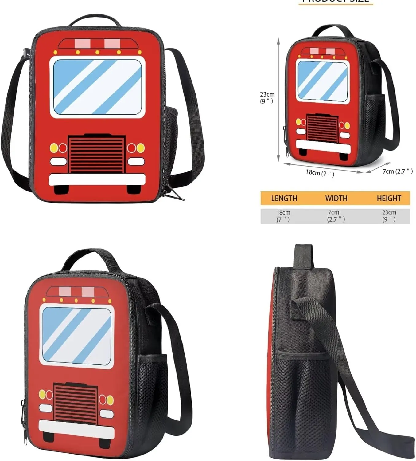 Cartoon Car Girls Backpack for School Boys School Bag with Adjustable Shoulder Strap Fashion Backpack and Lunch Box Pencil Case Set 3 In 1 School Bookbags for Kids 3-5 Primary School