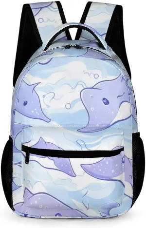 Cartoon Manta Rays Cute Backpack Shoulders Bag Casual Daypacks Travel Back Pack for Camping Hiking