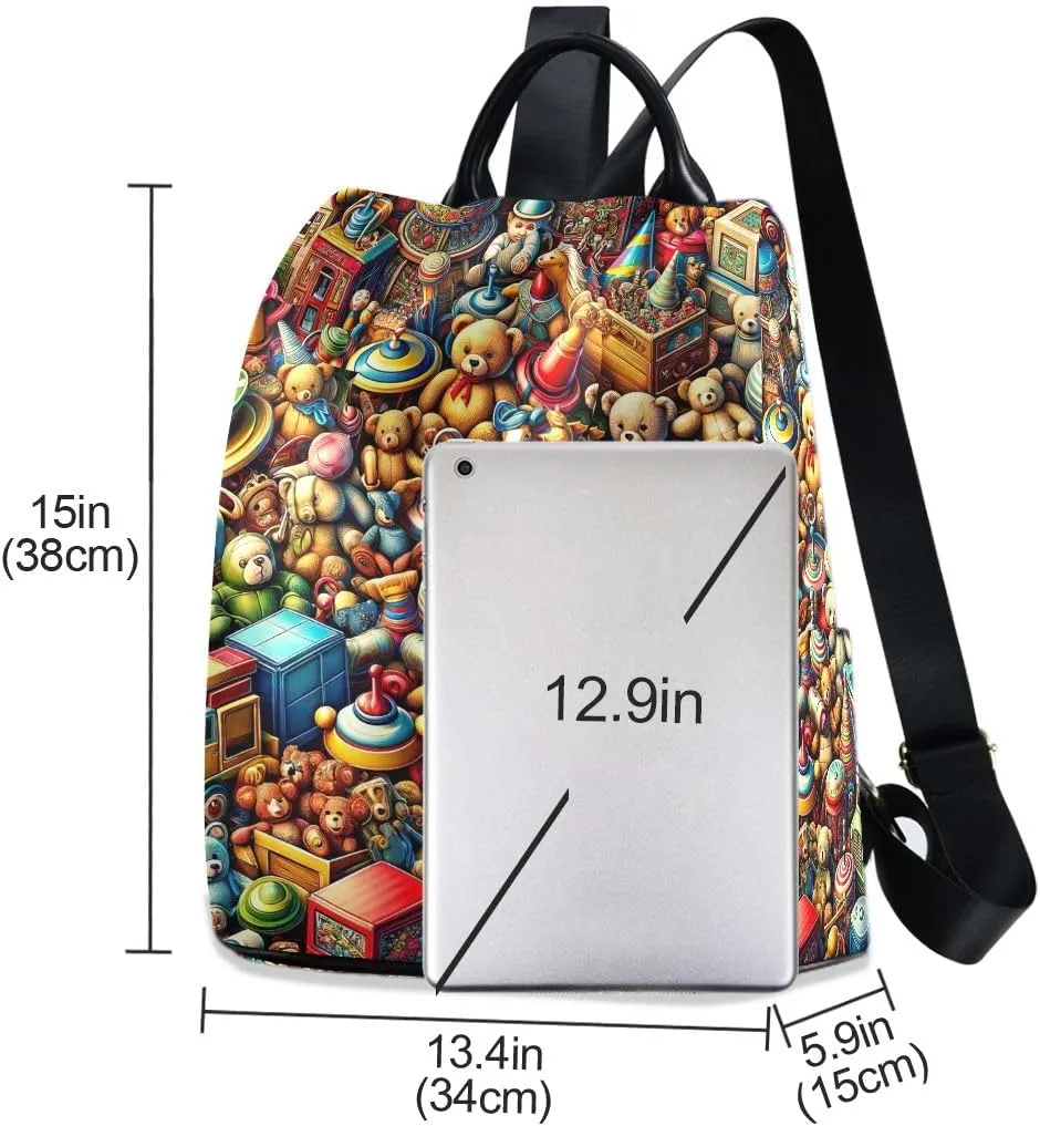 Cartoon Playground Women's Backpack Purse Anti Theft Casual Fashion Bag with Pompom