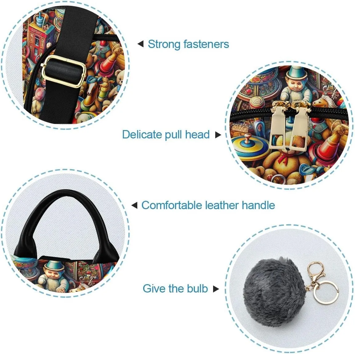 Cartoon Playground Women's Backpack Purse Anti Theft Casual Fashion Bag with Pompom
